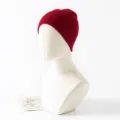 Red solid color knitted beanie hat for women, soft warm winter wool cold hat for daily commuting. - Minimalist Ribbed Style (FHY25-7190-1)