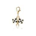 Gold-plated racing checkered flag charm pendant for DIY bracelet and necklace jewelry crafting. - Gold - Lobster Clasp Style