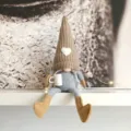 Knitted faceless doll hanging leg Christmas holiday decoration with heart and cup plush toy - Khaki Female