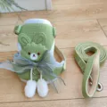 Ensemble harnais et laisse pour animal de compagnie vert avec joli nœud et ours pour petits chiens chats. - Taille S (1-2,5 kg) Laisse 1,2 m / Style Lapin (Vert)