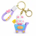 Porte-clés lapin dessin animé mignon avec chariot, pendentif de sac à dos doux pour cadeau. - Violet Lapin