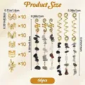 Boho dreadlock hair rings and natural stone pendant braid cuffs 66pcs size chart specifications - 66 Pieces