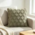 Textured tufted diamond pattern throw pillow cover soft sage green cushion case for sofa bed - 45x45cm / Argyle / 1 Piece (Cover Only) / Dark Gray
