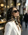 70cm Satin Monogram Square Scarf Women Black White Chic Fashion Neckerchief Silk Feel - 70x70cm / Style 8