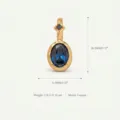 Gold copper oval blue zircon pendant necklace size chart and specifications detail. - September Birthstone Pendant