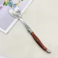 Stainless steel salad serving fork with wood handle, elegant French style cutlery for kitchen. - 1 Wood Grain Salad Fork / Wood Grain