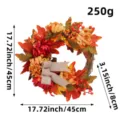 Guirnalda de otoño artificial de hojas de arce y bayas con lazo de yute 45cm - Corona de Hojas de Arce de Cosecha