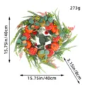 Guirnalda de calabaza de otoño artificial con rosas y eucalipto para puerta decoración - Guirnalda de Calabaza Pequeña 45CM (J2-2)