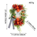 Guirnalda de otoño con calabaza y hojas de arce decoración para puerta principal. - Corona de Letrero de Madera del Festival de la Cosecha (H1-31)