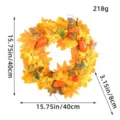 Guirnalda de otoño de calabaza con hojas de arce para decoración de puerta 40cm - Guirnalda Completa de Hojas de Arce (J3-27)