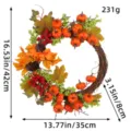 Guirnalda de calabaza de Acción de Gracias de otoño con piñas, bayas y hojas de arce para decoración. - Guirnalda de Calabaza (J3-29)