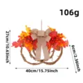 Corona de calabaza de otoño decoración para puerta de Acción de Gracias con hojas de arce. - Guirnalda de Ratán de Baya Roja Hoja de Arce de Otoño (G3-45)
