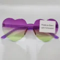 Gradient heart-shaped rimless sunglasses, jelly color one-piece eyewear for daily wear. - Purple Fluorescent Green Gradient
