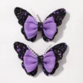 Set di fermagli per capelli con fiocco glitterato per bambini, simpatici accessori viola. - Nero (2A-5)