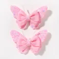 Set mollette per capelli a farfalla glitter rosa, accessori fiocco nastro per bambine. - Rosa (2A-11)