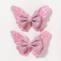 Set di fermagli per capelli con fiocco rosa glitterato per bambine, accessori simpatici. - Rosa (2A-29)