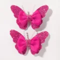 Set di fermagli per capelli con farfalla glitterata per bambini, grazioso fiocco rosa. - Rosa (2A-30)