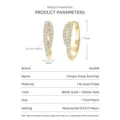 14K gold plated moissanite hoop earrings, stylish multi-stone paved geometric design jewelry. - Double-Layer Offset Moissanite Huggie Earrings (Yellow Gold) / Gold