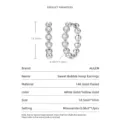 Sweet bubble moissanite hoop earrings 14K gold plated sparkling fine jewelry for women - Bubble Moissanite Earrings (White Gold) / Silver