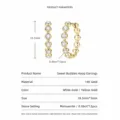 14K gold plated moissanite beaded hoop earrings for women, stylish and elegant daily wear jewelry. - Bubble Moissanite Earrings (Gold) / Gold