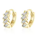 Gold plated huggie hoop earrings with sparkling baguette cut stones for women chic daily wear. - Geometric Huggie Earrings (Yellow Gold) / Gold