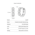 Moissanite three-stone hoop earrings in 14K gold, classic minimalist fine jewelry. - Three-Stone Moissanite Huggie Earrings (White Gold) / Silver