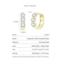 D-color moissanite three-stone gold-plated hoop earrings, elegant and versatile everyday jewelry. - Three-Stone Moissanite Huggie Earrings (Yellow Gold) / Gold