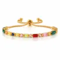 Gold plated colorful cubic zirconia slider bracelet adjustable tennis bracelet for women - Colorful
