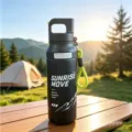 Black 316 stainless steel sports thermos water bottle, portable outdoor cup with lanyard. - 620ml / Generation 2 - Black
