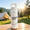Portable insulated sports water bottle with handle and strap, white outdoor thermal cup. - 620ml / Generation 2 - White