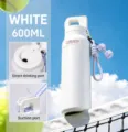 Botella de agua deportiva aislada de acero inoxidable 316 blanca de 600ML con doble puerto para beber - 620ml / Blanco - 1ra Gen