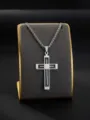 Edelstahl Kreuz Anhänger Halskette für Herren und Damen, cooler Punk Style Schmuck Kette. - Drachenknochenkette / Silber