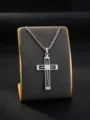 Edelstahl Kreuz Anhänger Halskette mit Kordelkette für Herren und Damen Modeschmuck. - Seilkette Halskette / Silber