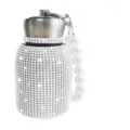 Glitterende Strass Geïsoleerde Waterfles Zilveren Buikbeker met Parelarmband Variant - 300ml (10oz) / Zilver (Pareldecoratie)