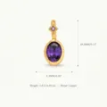 Gold-plated oval purple cubic zirconia pendant necklace accessory 18.3mm size specification - February Birthstone Pendant