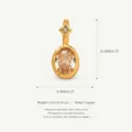 Gold copper oval pendant charm with sparkling cubic zirconia, elegant jewelry accessory for DIY. - April Birthstone Pendant