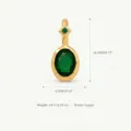Gold copper green oval stone pendant charm DIY accessory jewelry piece for necklaces. - May Birthstone Pendant