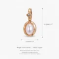 Gold copper oval pearl pendant charm with clear dimension specifications and lightweight design. - June Birthstone Pendant