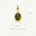 Gold copper oval green zircon pendant necklace accessory with precise dimension specifications. - August Birthstone Pendant