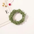Green satin hair scrunchie for women, elegant ponytail hair tie, soft silk hair accessory. - Fruit Green