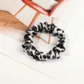 Satin hair scrunchie for women, trendy black and white printed hair tie, sleek ponytail holder. - White Tiger Head Cartoon