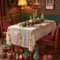 Christmas embroidered tablecloth, decorative red lace table runner for dining table, polyester. - 140*140cm / Christmas Tulip