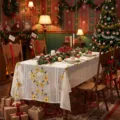 Christmas embroidered tablecloth white lace dining table cover holiday home decor style - Christmas Yellow Flower