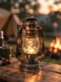 Vintage solarcampinglantaarn met LED-koperdraadlichtjes, retro draagbare tentlamp voor buiten. - Pagode Lantaarn