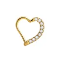 Pendiente de piercing de corazón de oro con piedras de circonita cúbica brillantes. - Oído Izquierdo (No 4) / Régulier / Dorado