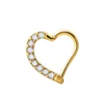 Pendiente de piercing de cartílago de corazón de acero inoxidable dorado con cristal - Oído Derecho (No 5)