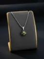 Stainless steel 3D football pendant necklace with green yellow enamel for men daily wear. - Gold-Green + Box Chain