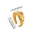 Goldener breiter offener Ring mit bunten Kristallen und Sternen, Innendurchmesser 1.7cm chic. - Breiter Starburst bunter Zirkonia-Stil (G127721G-1-S)