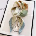 Elegant 70cm satin silk square scarf for women, chic floral printed fashion neckerchief item. - Ginkgo Leaf - Aqua Blue