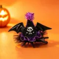 halloween heksenhoed haarspeld met vleermuisvleugels schedel paars haaraccessoire feest - Kant Vleermuis Haarclip (17#)